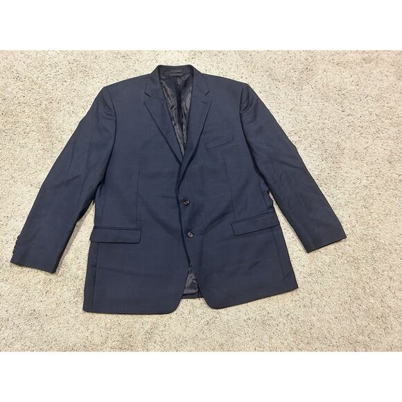LAUREN Ralph Lauren 50L Sport Coat Blazer Suit Jacket Navy Blue Plaid WOOL H24